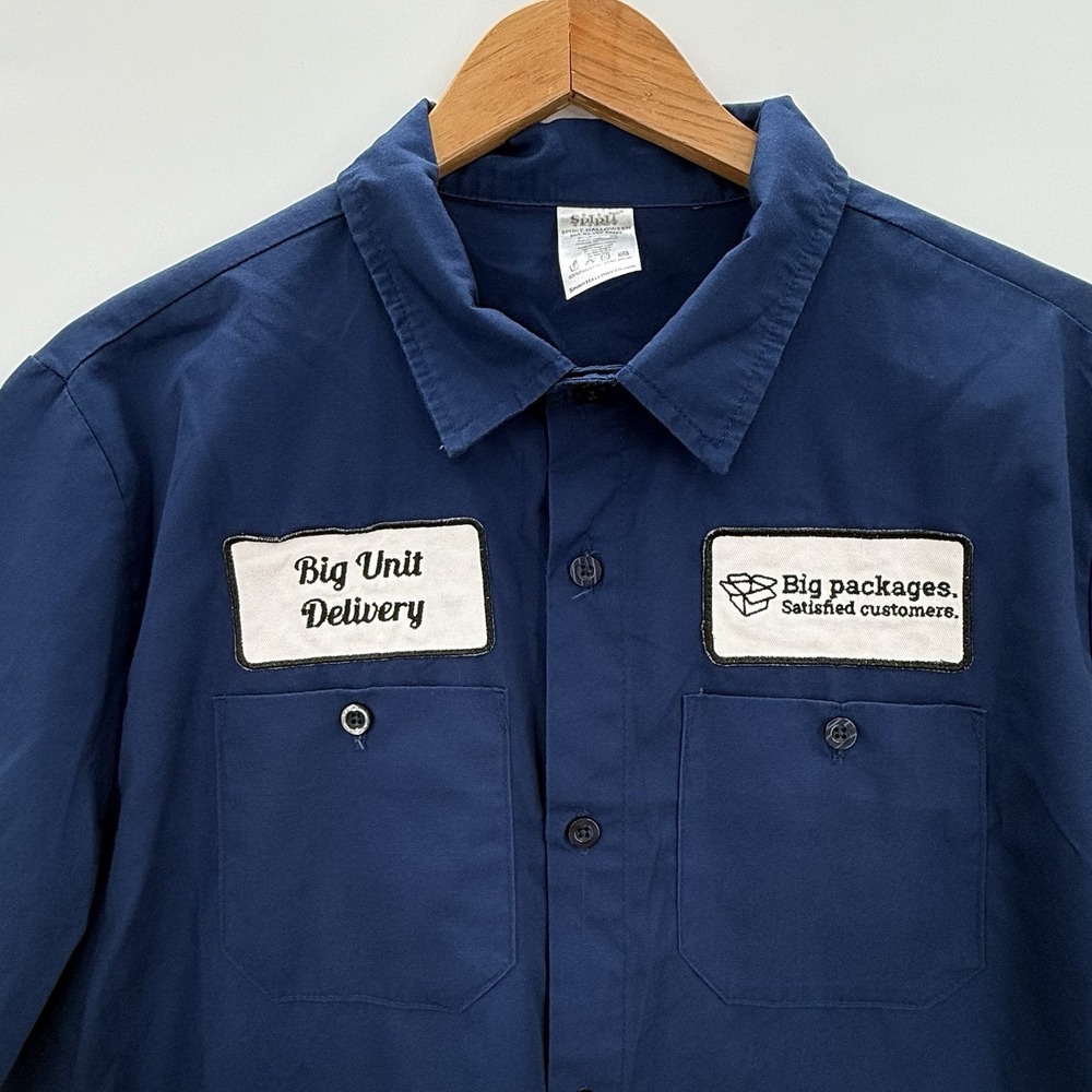 Big Unit Delivery Guy Work Shirt Spirit Halloween Costume Shirt Size Medium - Picture 3 of 7